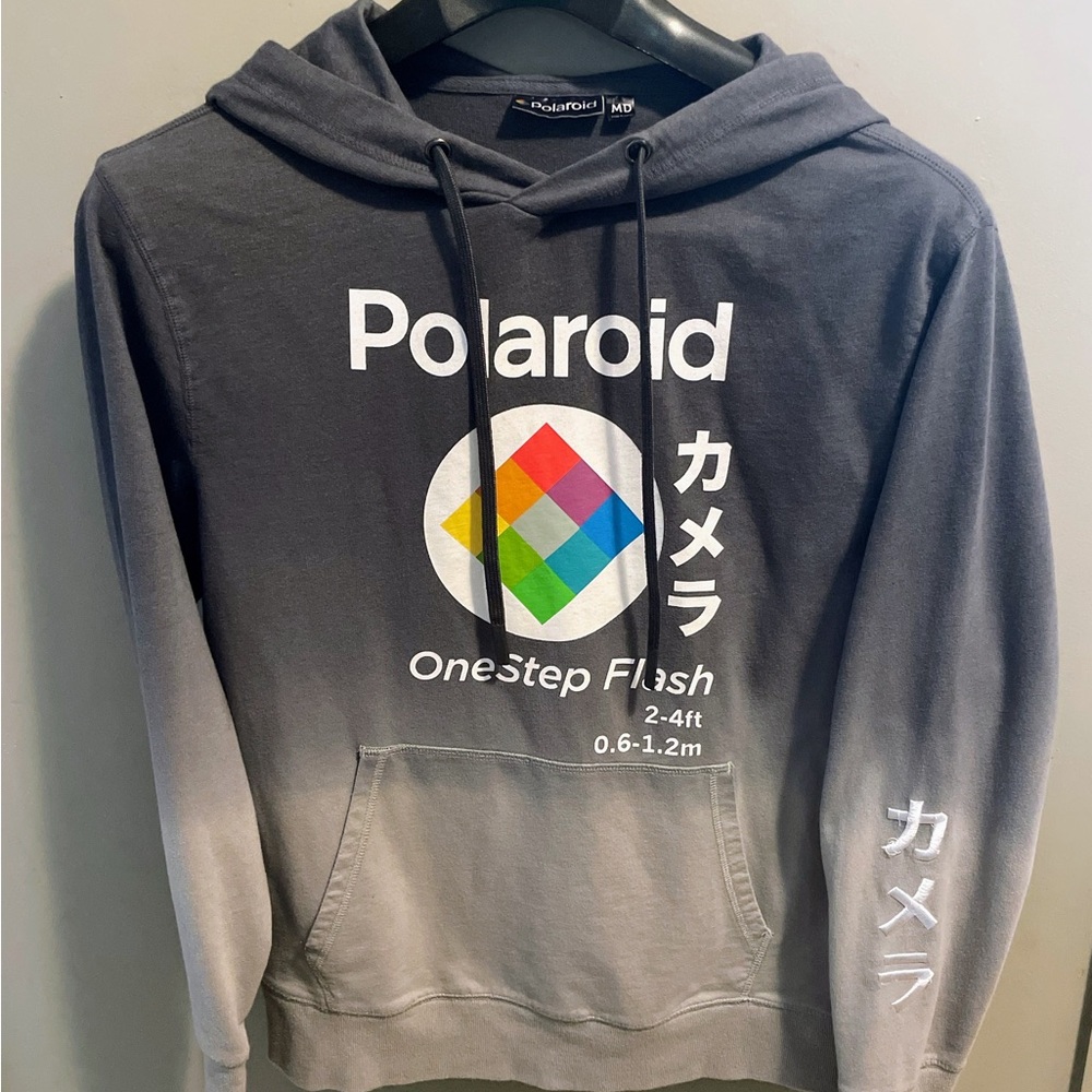 Polaroid Gray Hoodie with Multicolor Logo
